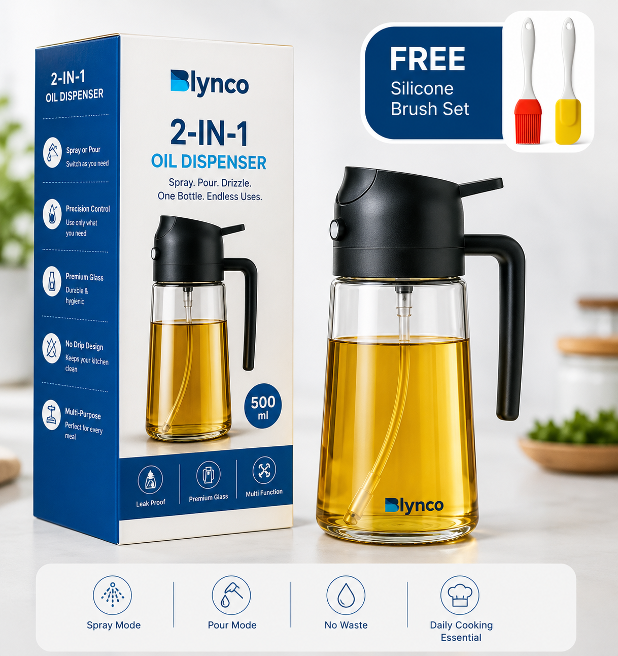 2-in-1 Pour & Spray System with FREE Silicone Basting & Spatula